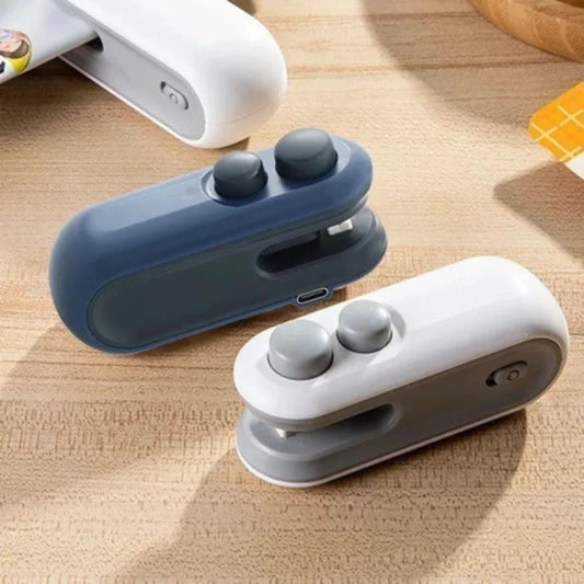 Mini Seladora de Embalagens e Sacos; Seladora a Vácuo Recarregável via USB; Cortador de Embalagens