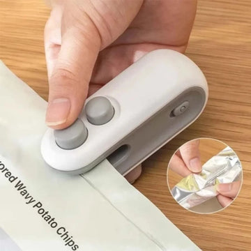 Mini Seladora de Embalagens e Sacos; Seladora a Vácuo Recarregável via USB; Cortador de Embalagens